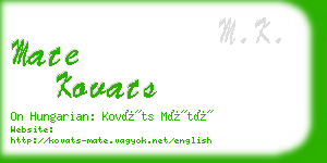 mate kovats business card